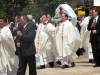 The relics of Bl. Kateri Tekakwitha were carried in the procession covered in white to symbolize her virginity. Blessed Miguel Pro's relics, the martyr, were also in the procession covered with red. Both were placed in the altar.