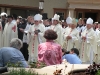Bishops and servers, knights and danes make a photographic spectacle. Notice the "Domus Mariana" (Marian House) above the friary door.