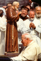 The Pope and the statue of Padre Pio